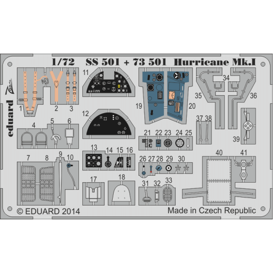 Photoetched set 1/72 Hurricane Mk.I, for Airfix kit 1/72 EDUARD 73501
