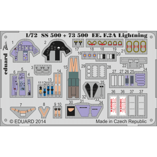 Photoetched set 1/72 EE F.2A Lightning, for Airfix kit 1/72 EDUARD 73500