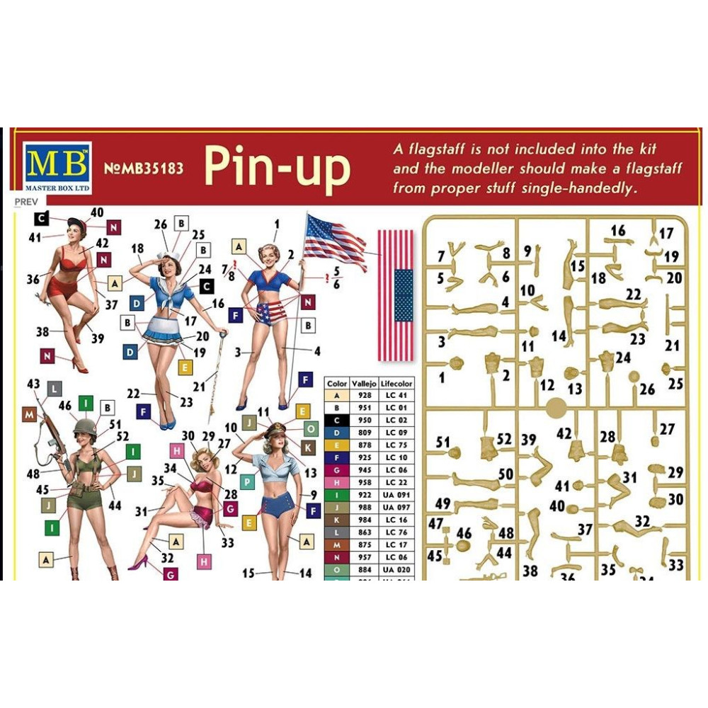 Master Box 1/35 Scale Pin-Up Girls Figure Set - 6 Plastic Model Figures Unpainted (MB35183) - View #9
