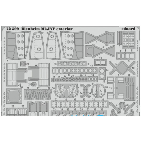 Photoetched set 1/72 Blenheim Mk.IVF exterior, for Airfix kit 1/72 Eduard 72599