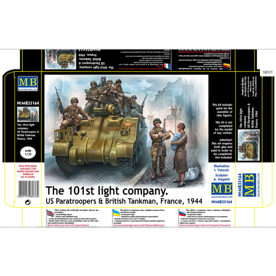 101 LIGHT COMPANY US PARATROOPERS AND BRITISH TANKMAN 1944 1/35 MASTER BOX 35164