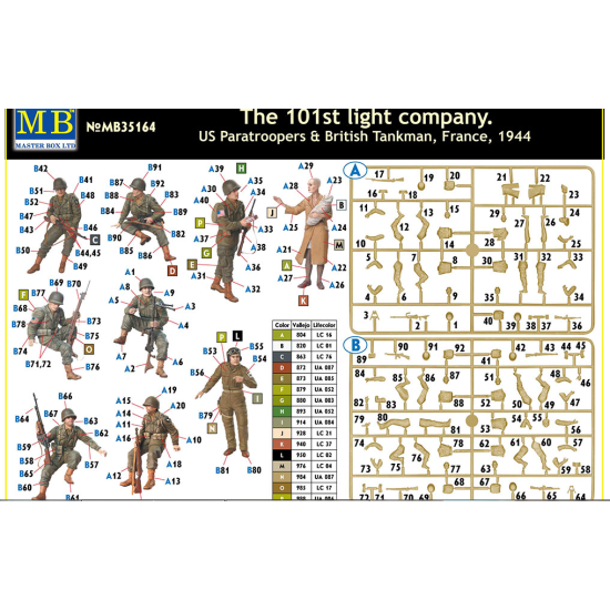 101 LIGHT COMPANY US PARATROOPERS AND BRITISH TANKMAN 1944 1/35 MASTER BOX 35164