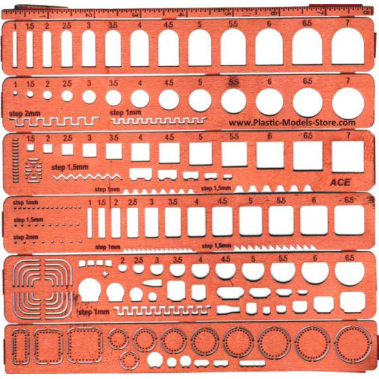 Template set stencils all scales PE Ace A001