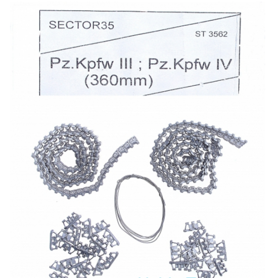 ASSEMBLED METAL TRACKS FOR PZ-III, IV 1/35 SECTOR35 3562-SL