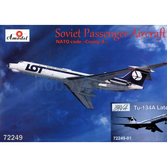 TUPOLEV TU-134A, LATE LOT/AEROFLOT AIRLINER 1/72 AMODEL 72249