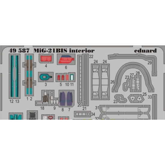 PHOTO-ETCHED SET 1/48 MIG-21BIS INTERIOR (SELF ADHESIVE), FOR EDUARD KIT 1/48 EDUARD 49587