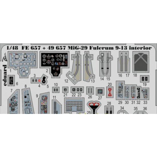 PHOTO-ETCHED SET 1/48 MIG-29 FULCRUM 9-13 INTERIOR (SELF ADHESIVE), FOR GWH KIT 1/48 EDUARD 49657