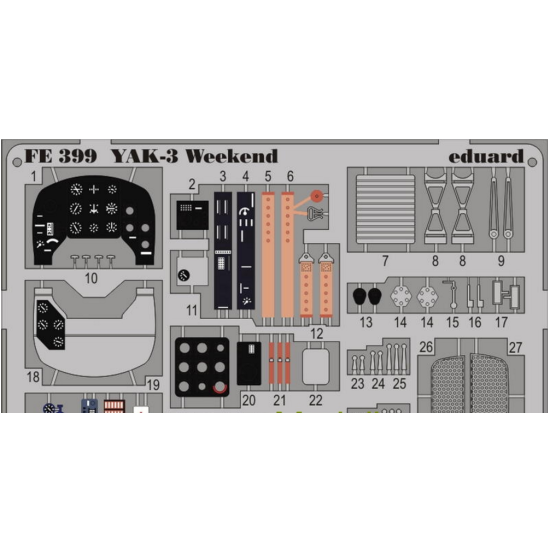 PHOTO-ETCHED SET 1/48 YAK-3 INTERIOR COLOR, WEEKEND EDUARD 1/48 EDUARD FE399