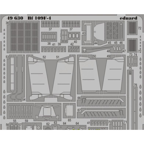 PHOTO-ETCHED SET 1/48 BF 109F-4 (SELF ADHESIVE), FOR ZVEZDA KIT 1/48 EDUARD 49630