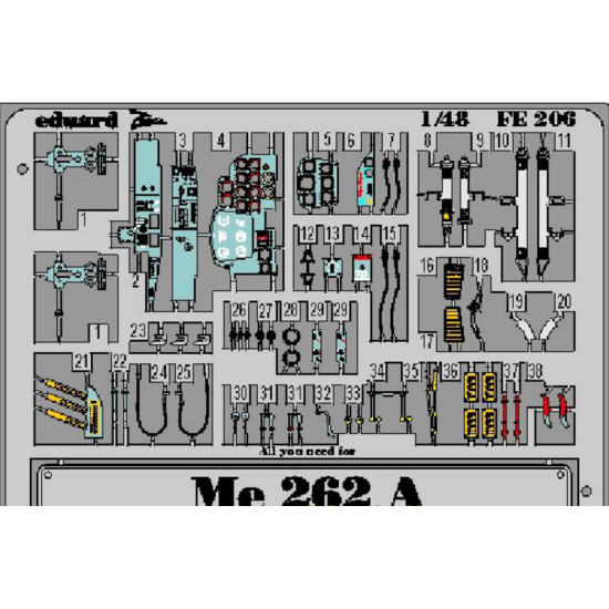 PHOTO-ETCHED SET 1/48 ME-262A, FOR TAMIYA KIT 1/48 EDUARD FE206