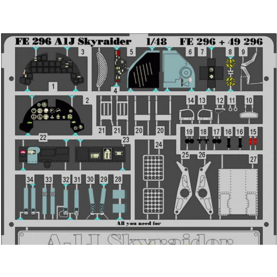 PHOTO-ETCHED SET 1/48 A-1J SKYRAIDER, FOR TAMIYA KIT 1/48 EDUARD FE296