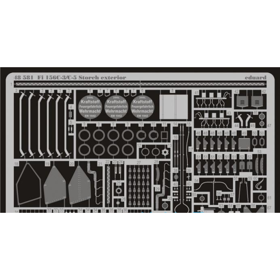 PHOTO-ETCHED SET 1/48 FI 156C-3/C-5 STORCH EXTERIOR, FOR TAMIYA KIT 1/48 EDUARD 48581