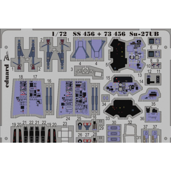 PHOTO-ETCHED SET 1/72 SU-27UB S.A, FOR TRUMPETER KIT 1/72 EDUARD EDU-73456