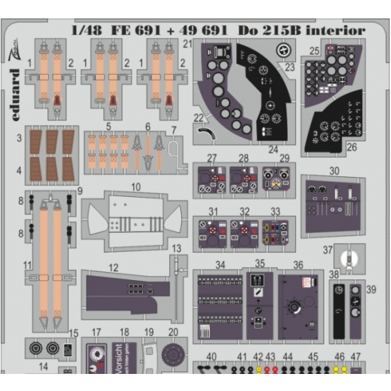 PHOTO-ETCHED SET 1/48 DO 215B INTERIOR (SELF ADHESIVE), FOR ICM KIT 1/48 EDUARD FE691