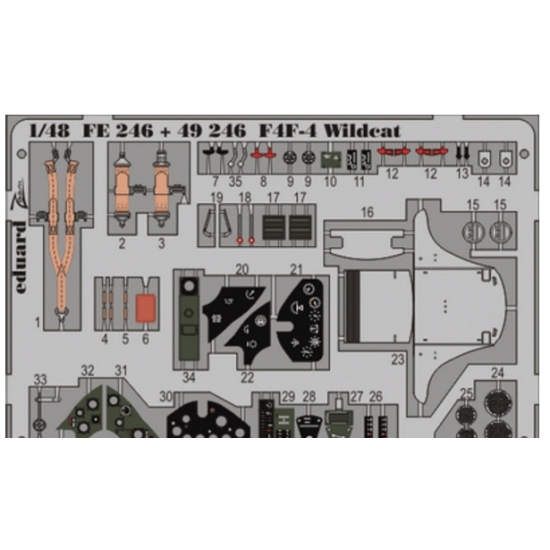 PHOTO-ETCHED SET 1/48 F4F-4 WILDCAT, FOR TAMIYA KIT 1/48 EDUARD FE246