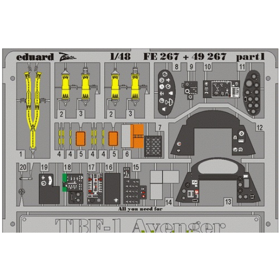 PHOTO-ETCHED SET BIG-ED 1/48 TBF-1 AVENGER, FOR ACCUR KIT 1/48 EDUARD BIG-4830