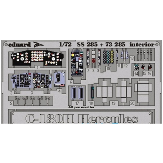 PHOTO-ETCHED SET 1/72 C-130H HERCULES INTERIOR, FOR ITALERI KIT 1/72 EDUARD SS285