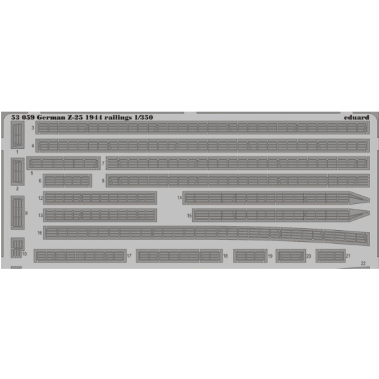 PHOTO-ETCHED SET 1/350 GERMAN Z-25 1944 RAILINGS, FOR TRUMPETER KIT 1/350 EDUARD 53059 1/350 EDUARD 53059