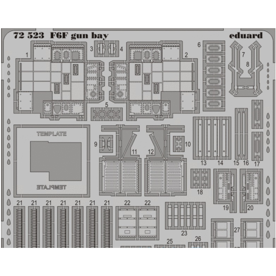 PHOTO-ETCHED SET 1/72 F6F GUN BAY, FOR EDUARD KIT 1/72 EDUARD EDU-72523