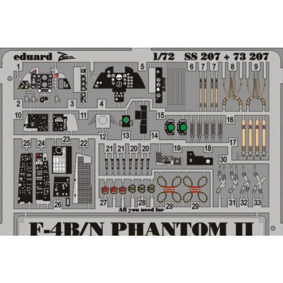 PHOTO-ETCHED SET 1/72 F-4B/N PHANTOM II, FOR HASEGAWA KIT 1/72 EDUARD EDU-73207