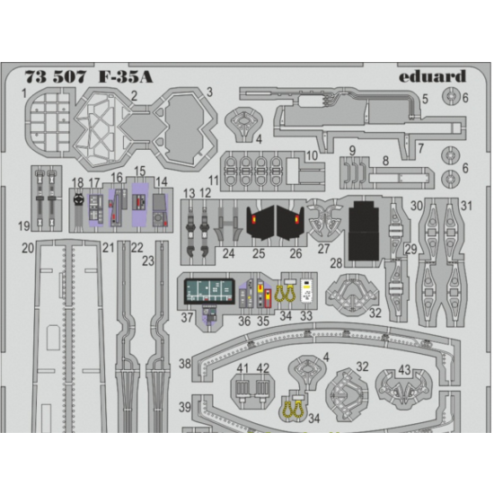 PHOTO-ETCHED SET 1/72 F-35A SELF-ADHESIVE, FOR HASEGAWA KIT 1/72 EDUARD EDU-73507