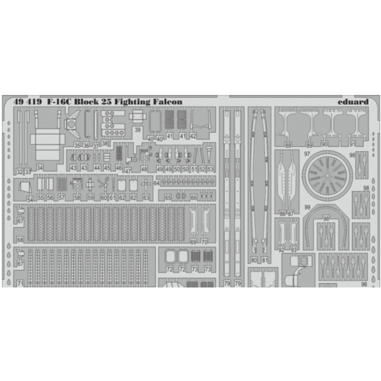 PHOTO-ETCHED SET 1/48 F-16C BLOCK 25 FIGHTING FALCON S.A., FOR TAMIYA KIT 1/48 EDUARD 49419