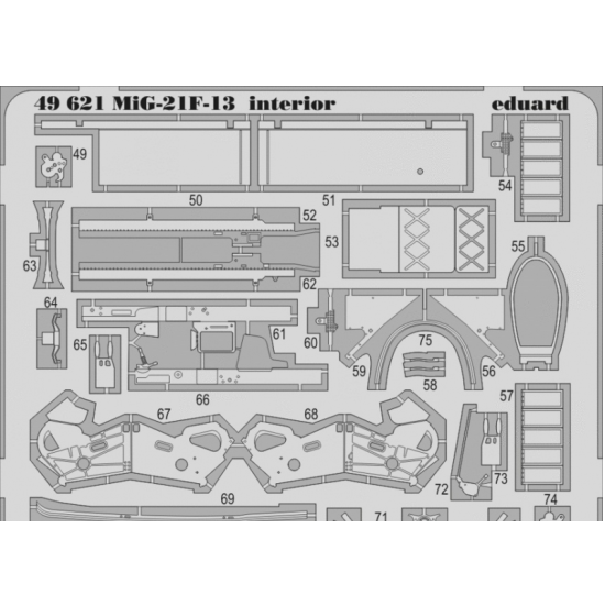 PHOTO-ETCHED SET 1/48 MIG-21F-13 S.A., FOR TRUMPETER KIT 1/48 EDUARD 49621