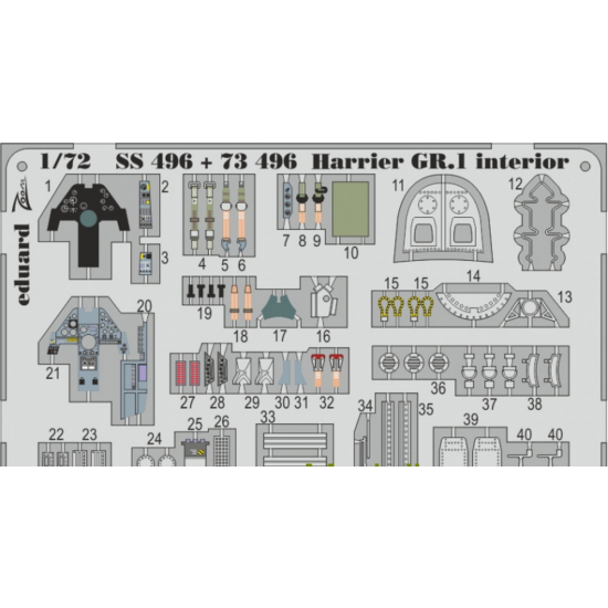 PHOTO-ETCHED SET 1/72 HARRIER GR.1 S.A., FOR AIRFIX KIT 1/72 EDUARD EDU-73496