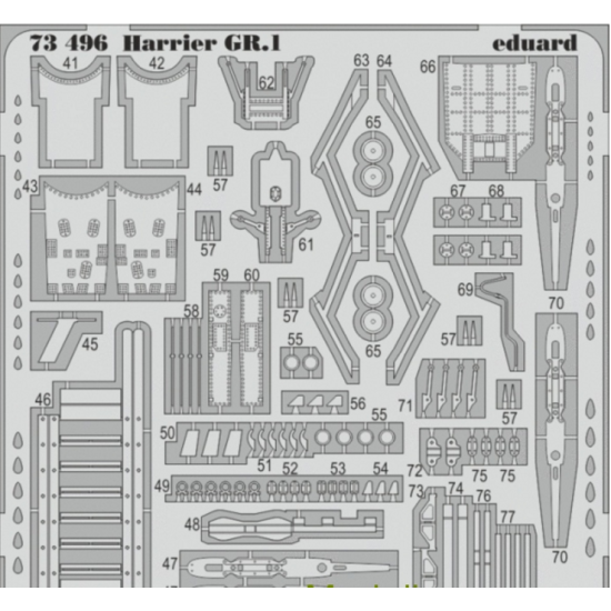 PHOTO-ETCHED SET 1/72 HARRIER GR.1 S.A., FOR AIRFIX KIT 1/72 EDUARD EDU-73496