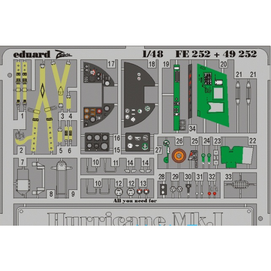 PHOTO-ETCHED SET 1/48 HURRICANE MK.I 1/48 EDUARD FE252 PHOTO-ETCHED SET 1/48 HURRICANE MK.I 1/48 EDUARD FE252