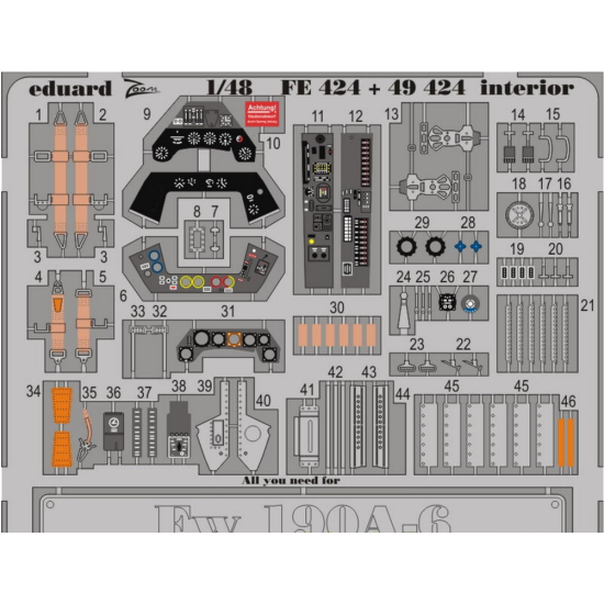 PHOTOETCHED SET 1/48 FW 190A-6 INTERIOR (SELF ADHESIVE) 1/48 EDUARD FE424