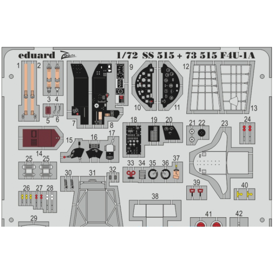 PHOTOETCHED SET 1/72 F4U-1A (SELF ADHESIVE) 1/72 EDUARD EDU-73515