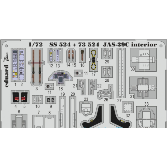 PHOTOETCHED SET 1/72 JAS-39C (SELF ADHESIVE) 1/72 EDUARD EDU-73524