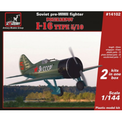 POLIKARPOV I-16 TYPE 5/10, SOVIET PRE-WWII FIGHTER (2 SETS IN THE BOX) 1/144 ARMORY 14102