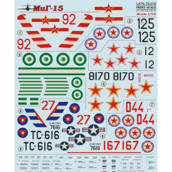DECAL 1/72 FOR MIG-15 FAGOT FIGHTER 1/72 PRINT SCALE 72-076