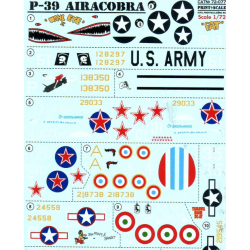 DECAL 1/72 FOR P-39 AIRACOBRA 1/72 PRINT SCALE 72-077