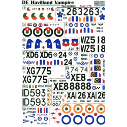 DECAL 1/72 FOR DE HAVILLAND VAMPIRE. TWO SEATERS 1/72 PRINT SCALE 72-047