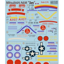 DECAL 1/72 FOR MITSUBISHI A6M ZERO 1/72 PRINT SCALE 72-068