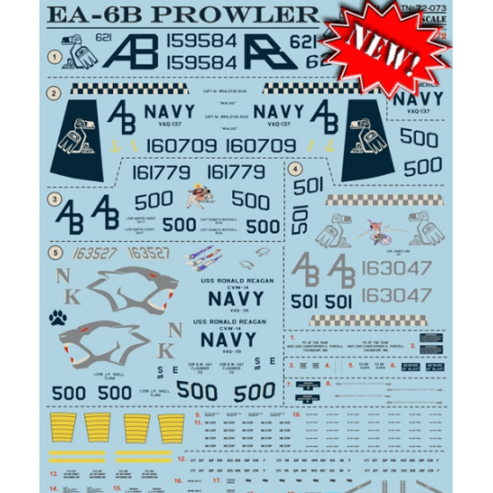 DECAL 1/72 FOR EA-6B PROWLER 1/72 PRINT SCALE 72-073