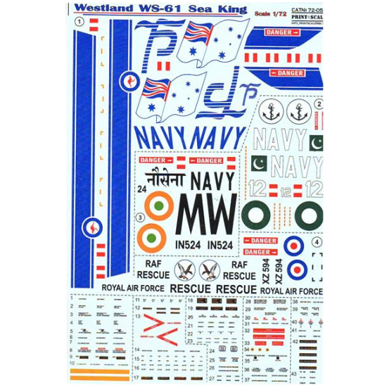 DECAL 1/72 FOR SEA KING 1/72 PRINT SCALE 72-056
