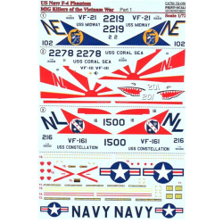 DECAL 1/72 FOR US NAVY F-4 PHANTOM MIG KILLERS, PART 1 1/72 PRINT SCALE 72-058