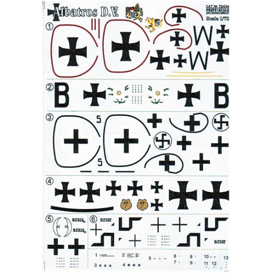DECAL 1/72 FOR ALBATROS D.V 1/72 PRINT SCALE 72-034
