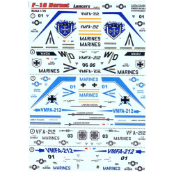 DECAL 1/72 FOR F-18 HORNET LANCERS, PART 3 1/72 PRINT SCALE 72-053