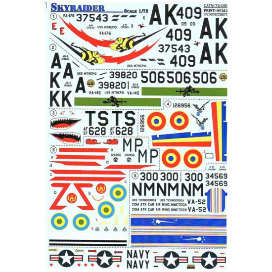 DECAL 1/72 FOR SKYRAIDER 1/72 PRINT SCALE 72-055
