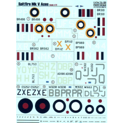 DECAL 1/72 FOR SPITFIRE MK V ACES 1/72 PRINT SCALE 72-155
