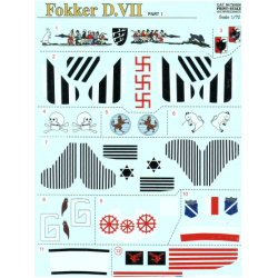 DECAL 1/72 FOR FOKKER D VII, PART 1, 4 SHEETS 1/72 PRINT SCALE 72-024