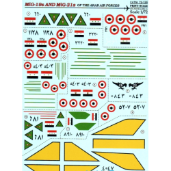 DECAL FOR MIG-19S AND MIG-21S OF THE ARAB AIR FORCE 1/72 PRINT SCALE 72-126
