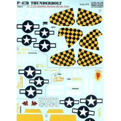 DECAL FOR P-47D THUNDERBOLT RAZORBACK ACES OVER EUROPE, PART1 1/72 PRINT SCALE 72-128