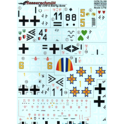 DECAL 1/72 FOR MESSERSCHMITT BF 109 G, EARLY ACES 1/72 PRINT SCALE 72-166
