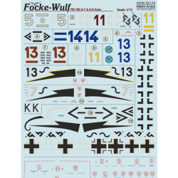DECAL FOR FOCKE-WULF FW-190 A7/A8 ACES 1/72 PRINT SCALE 72-174